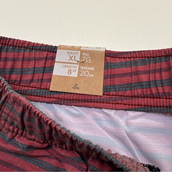 PrAna Men's XL Pull On Metric E-Waist Board 8" Stretch Shorts Rust Stripe NWT - Picture 10 of 15